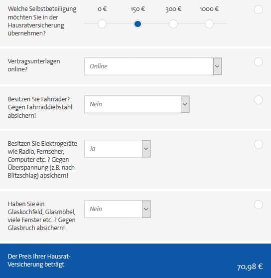 Bavaria Direkt Hausratversicherung Rechner