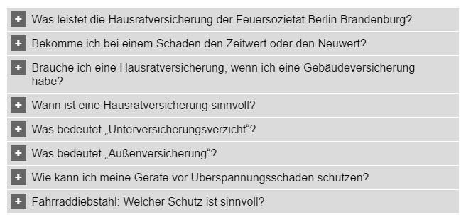 Feuersozietät Hausratversicherung Leistungen