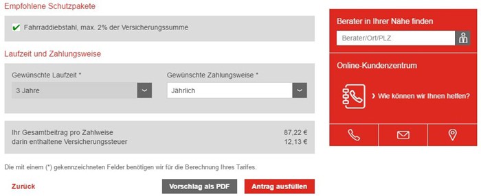 Feuersozietät Hausratversicherung Tarifrechner