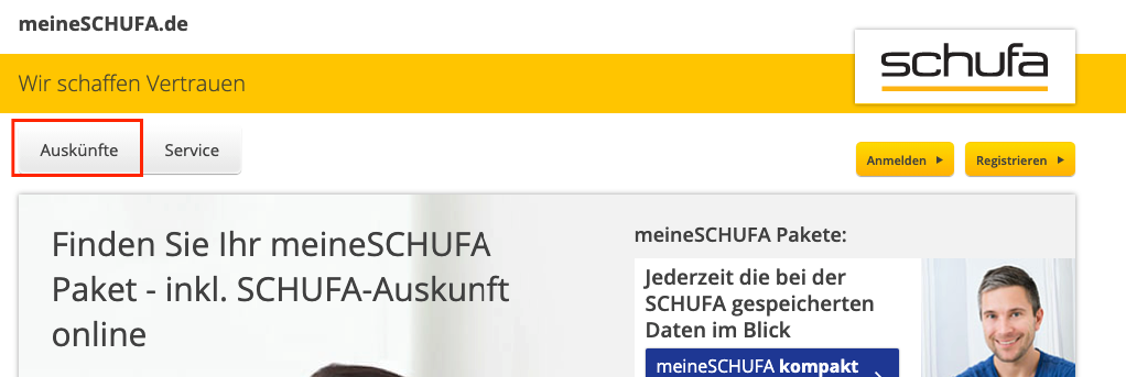 Schufa Auskunft Button