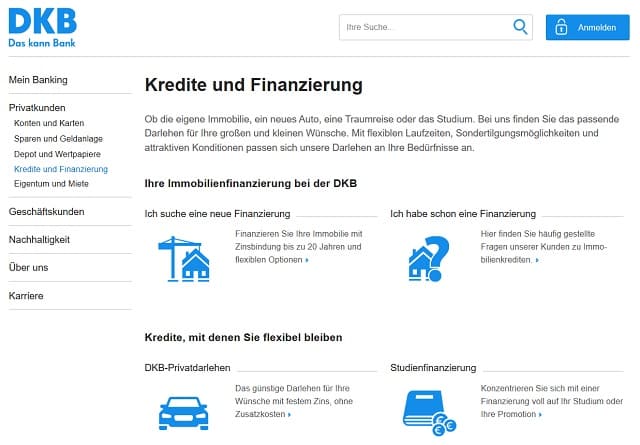 Übersicht über die Kredite der DKB für Privatpersonen