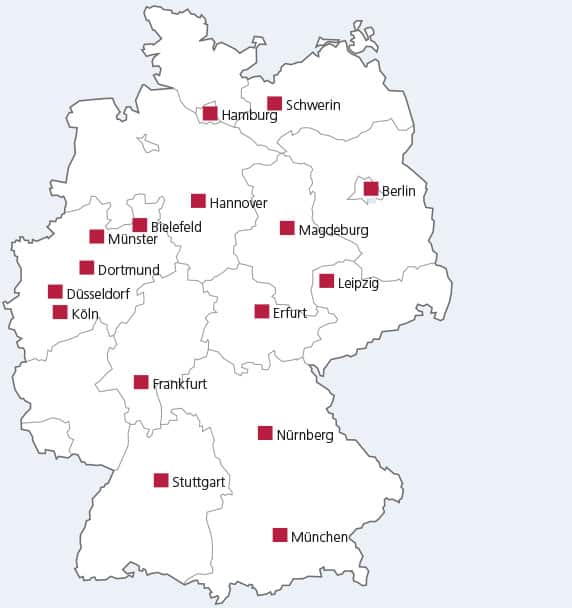 DSL Bank Standorte auf Deutschlandkarte