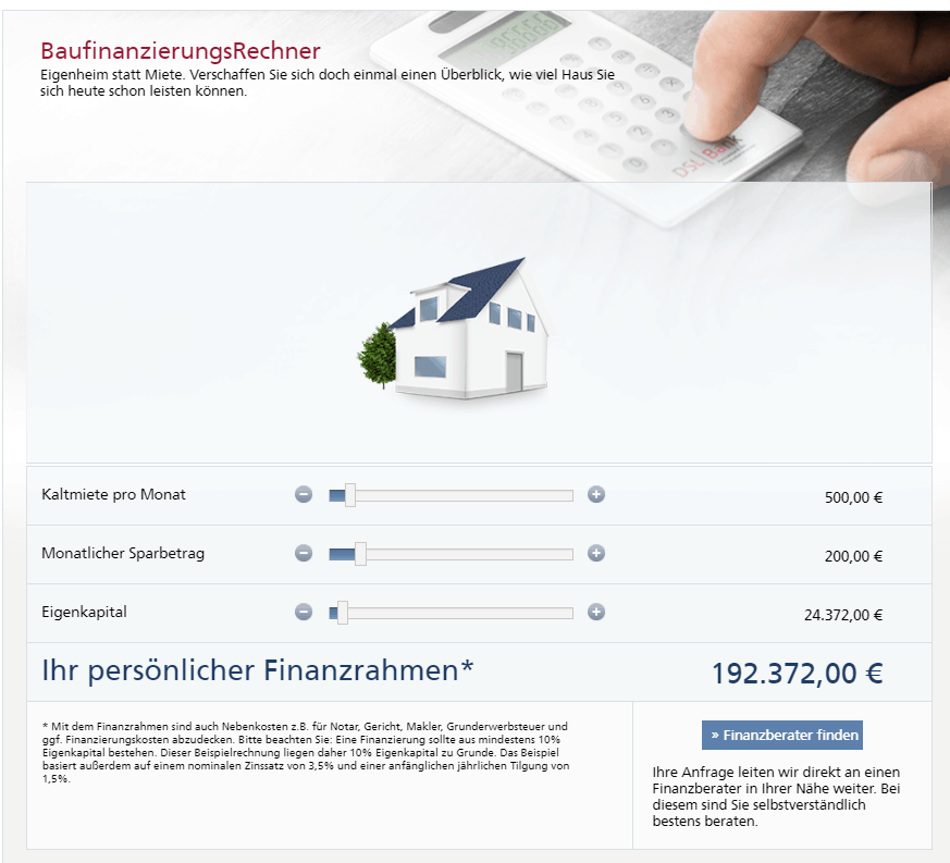 DSL Bank Baufinanzierungsrechner