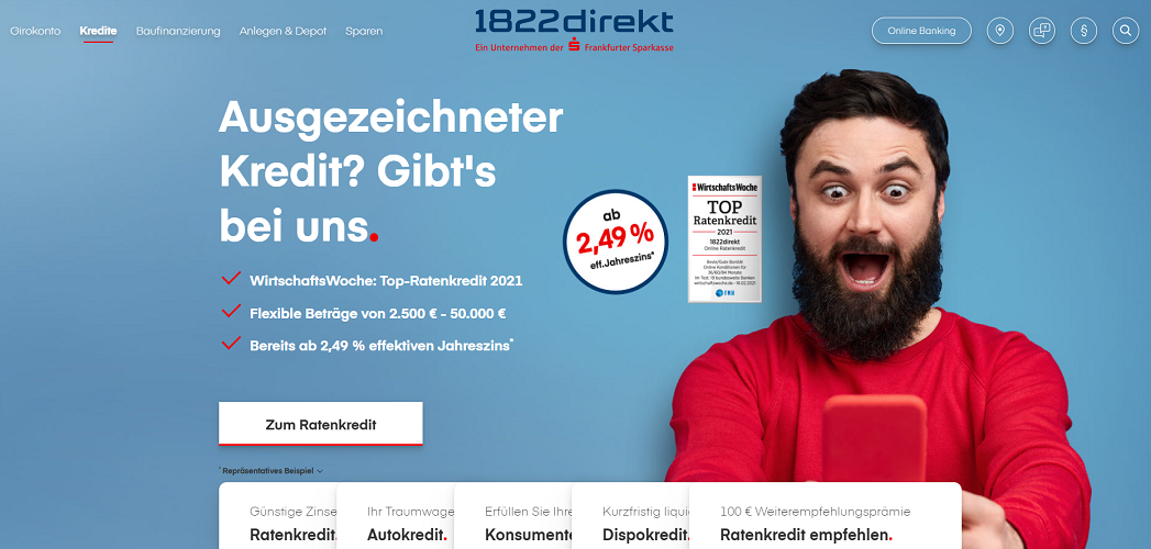 Screenshot Ratenkredit 1822direkt