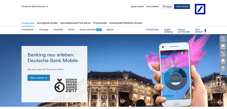Deutsche Bank Website Screenshot