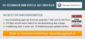 Kredit Erfahrungen zu VolkswagenBank