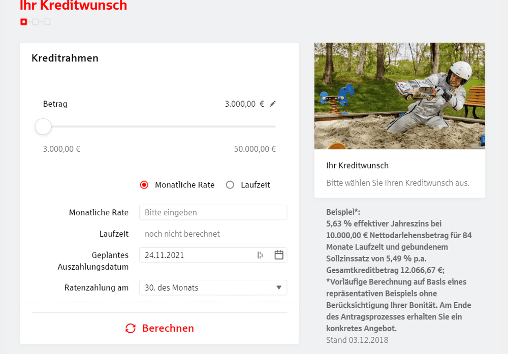 Sparkasse Kreditwunsch