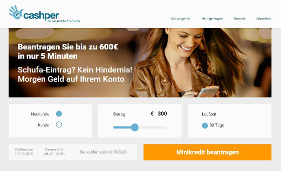 Auch Cashper gehört zu den Top Anbietern.