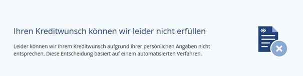 Der Kreditwunsch wird abgelehnt - Bank of Scotland Erfahrungen