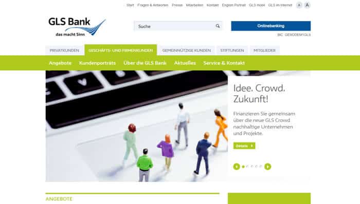 Angebote für Geschäftskunden der GLS-Bank