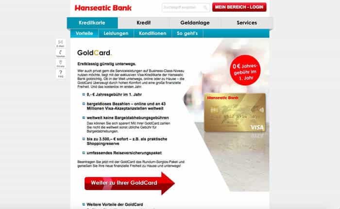 Hanseatic Bank GoldCard Erfahrungen