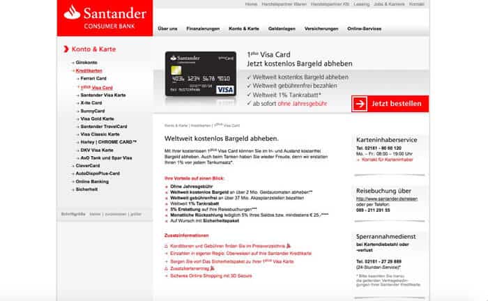 Santander Karteninhaberservice