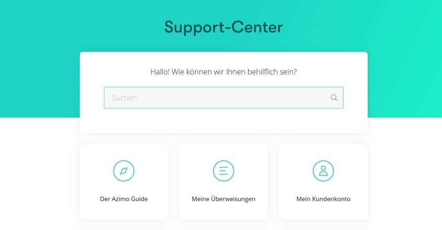 Wollen Sie mit Azimo in Kontakt treten, bieten sich Ihnen verschiedene Möglichkeiten (Quelle: Azimo)