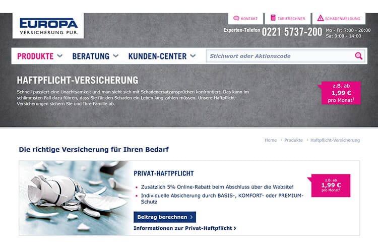 EUROPA Privathaftpflichtversicherung