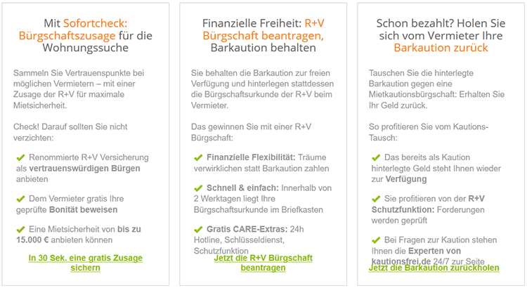 kautionsfrei Anforderungen