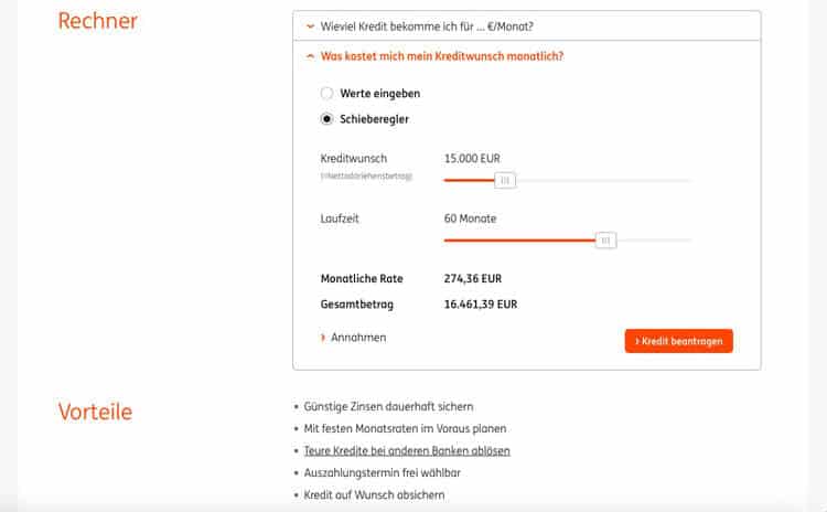 ING-DiBa Kreditrechner