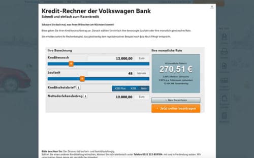 Kreditrechner Vw Bank