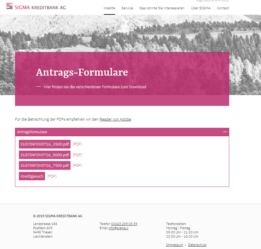 Kreditformulare für alle 3 Kreditangebote