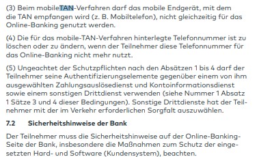 Die AGB geben klare Sicherheitshinweise für die Teilnahme am Online-Banking