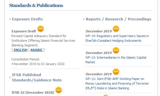 Standards und Publikationen auf der IFSB Website