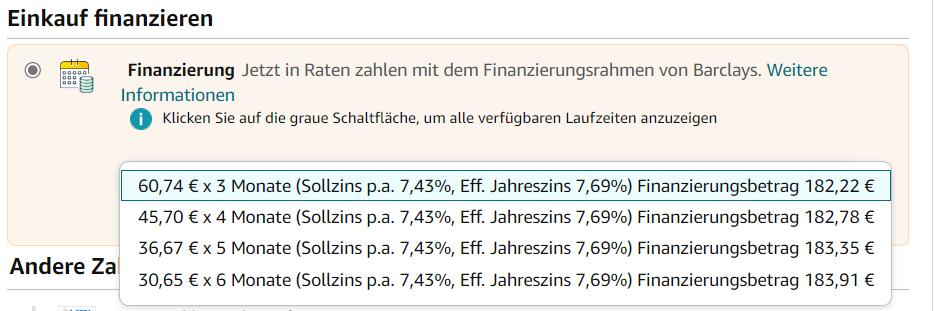 Amazon Einkauf finanzieren