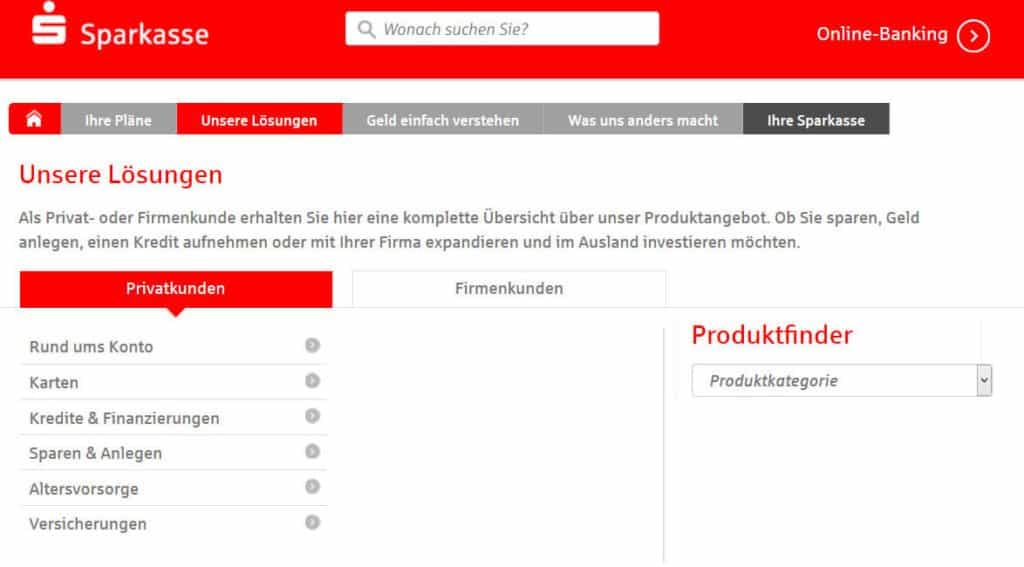 Sparkasse Baufinanzierung Produktauswahl insgesamt